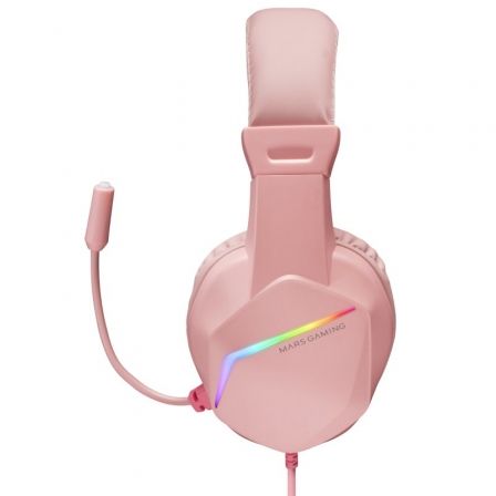 Mars Gaming MH122 - Auriculares Gaming con Micrófono FRGB, Sonido Ultra-Bass 50mm, Cancelación Pasiva, Compatibles con PC, PS5, Xbox Series, Switch, Smartphone - Rosa
